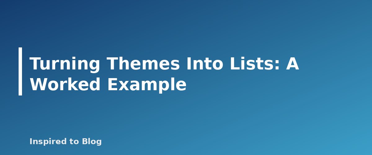 Turning Themes Into Lists: A Worked Example - banner for Amazon Storefront Setup: Categories, Ideas and Lists