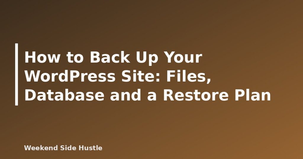 How to Back Up Your WordPress Site: Files, Database and a Restore Plan
