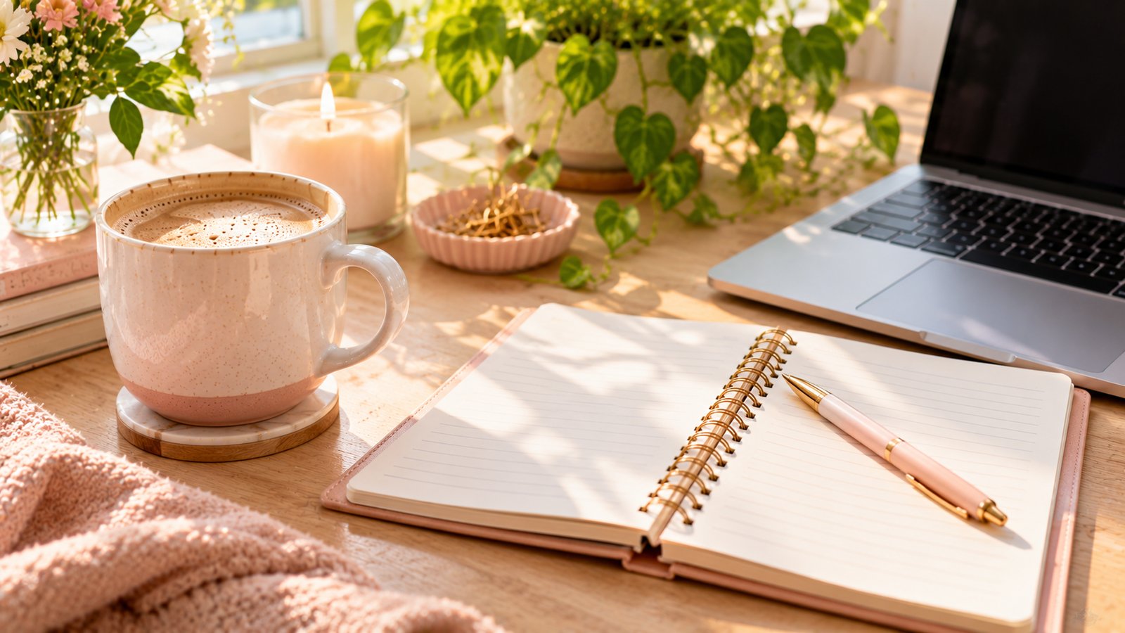 A cup of coffee beside an open notebook and a pen on a bright desk, ready for questions - FAQ