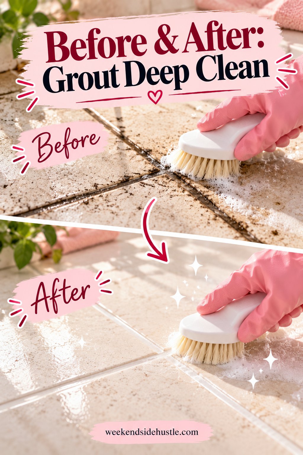 Before and after grout deep clean for CleanTok