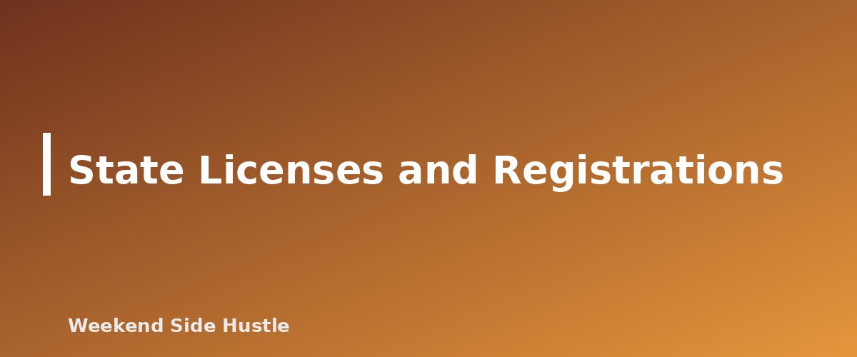 State Licenses and Registrations - section banner for Do You Need a Business License for a Side Hustle? Licenses, Permits and Registrations to Check