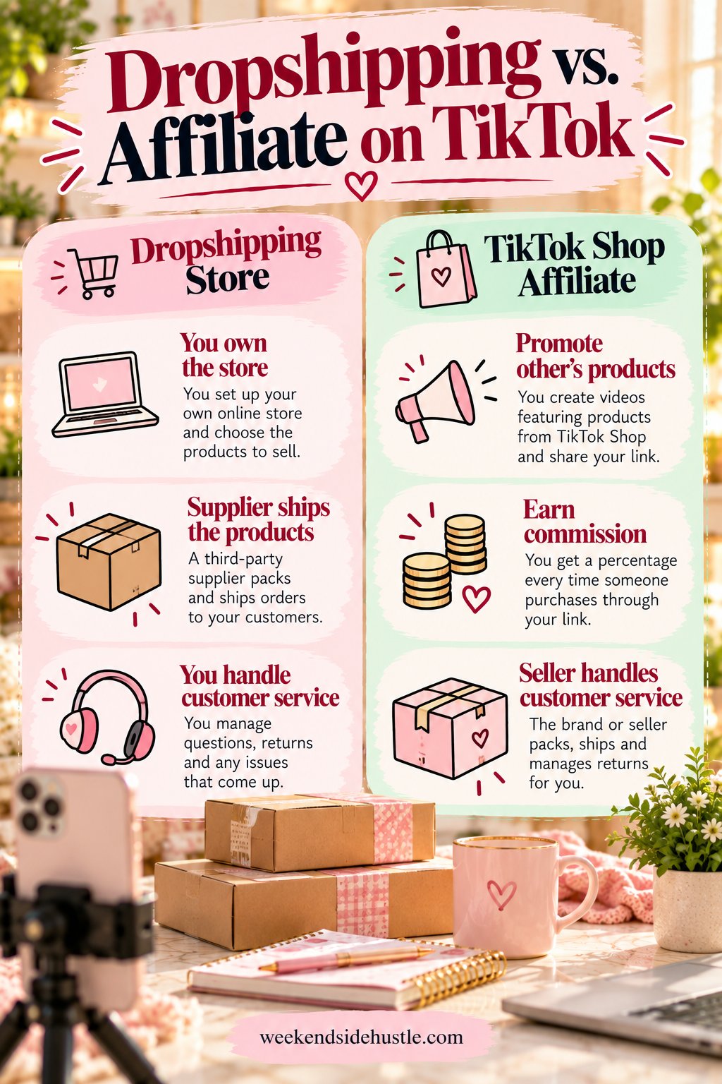 Dropshipping vs affiliate on TikTok comparison