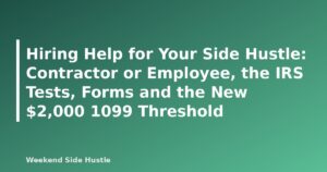 Hiring Help for Your Side Hustle: Contractor or Employee, the IRS Tests, Forms and the New $2,000 1099 Threshold