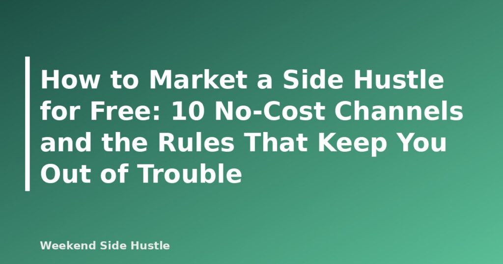 How to Market a Side Hustle for Free: 10 No-Cost Channels and the Rules That Keep You Out of Trouble