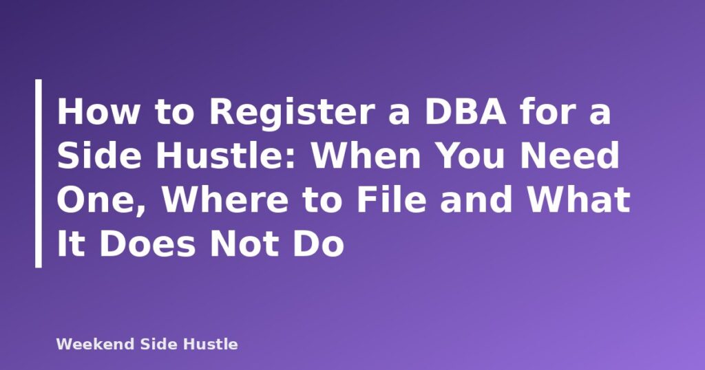 How to Register a DBA for a Side Hustle: When You Need One, Where to File and What It Does Not Do