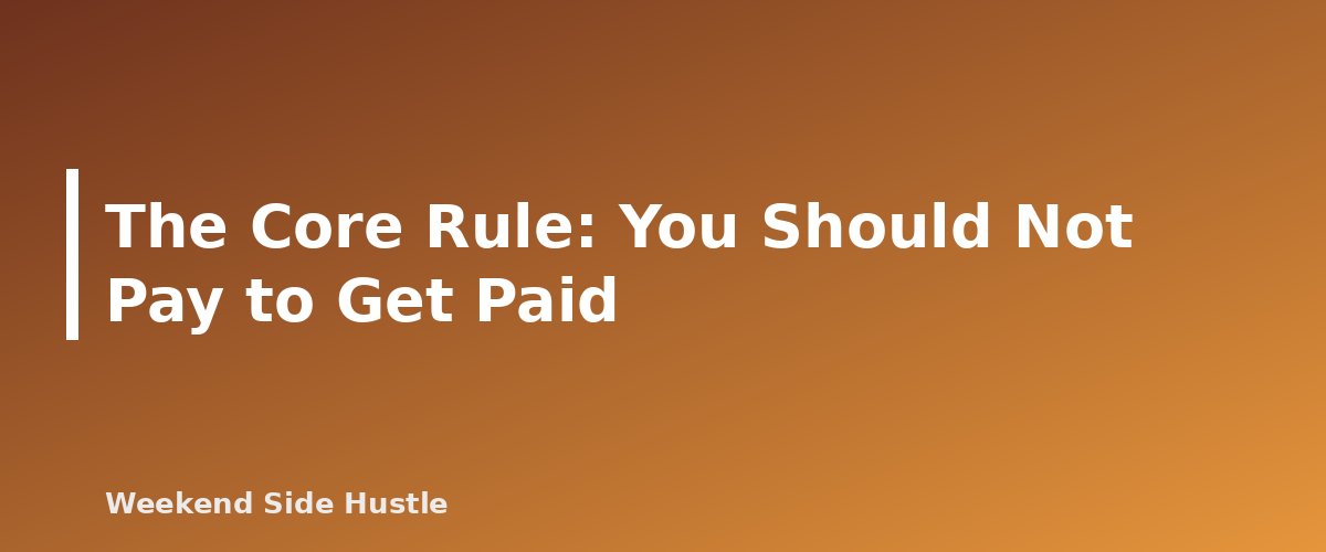 The Core Rule: You Should Not Pay to Get Paid - section banner for How to Spot Side Hustle Scams