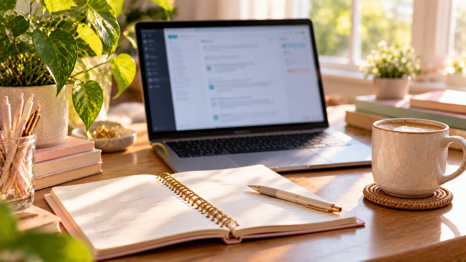 A tidy desk with a laptop, an open notebook and a coffee mug in soft natural light - When to Skip the Chatbot