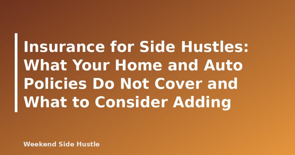 Insurance for Side Hustles: What Your Home and Auto Policies Do Not Cover and What to Consider Adding