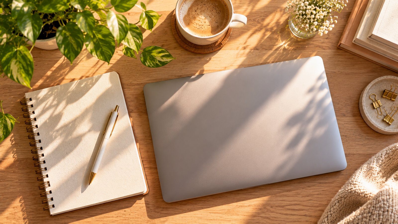 A closed laptop with a notebook and a cup of coffee on a sunlit desk, a sense of a finished task - Red Flags in Listings