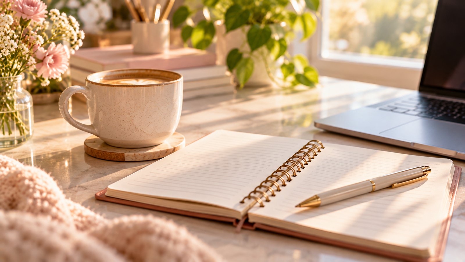 A cup of coffee beside an open notebook and a pen on a bright desk, ready for questions - Frequently Asked Questions