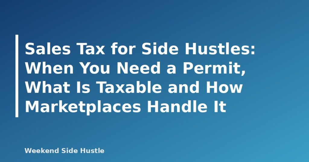 Sales Tax for Side Hustles: When You Need a Permit, What Is Taxable and How Marketplaces Handle It