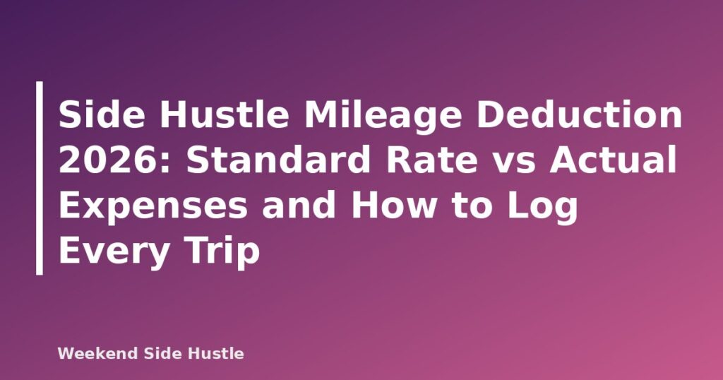 Side Hustle Mileage Deduction 2026: Standard Rate vs Actual Expenses and How to Log Every Trip