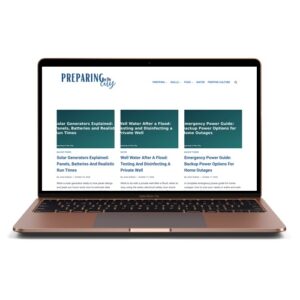 Urban prepping and survival website for sale - PreparingInTheCity.com displayed on laptop